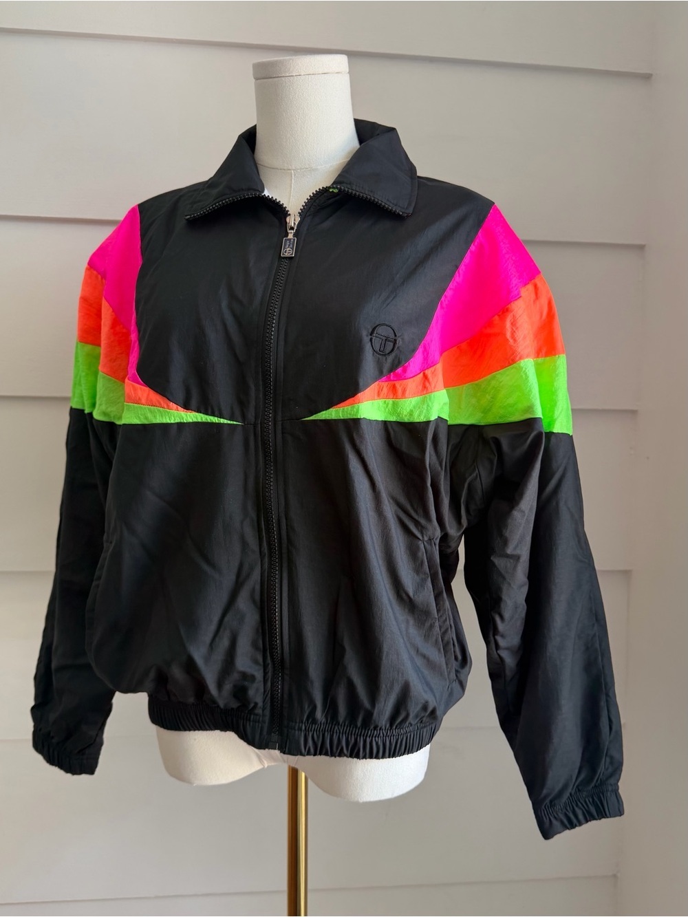 Vintage Sergio Tacchini Windbreaker Colorblock Neon Jacket 80s 90s